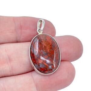 Vintage Sterling Silver 925 Red Jasper Pendant